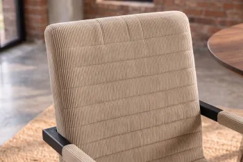 eetkamerstoel met armleuningen taupe cord stof