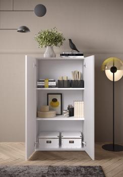 Half hoge kantoorkast wit hoogglans 114 cm