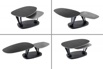 draaibare salontafel zwart grijs keramiek 94-163 cm