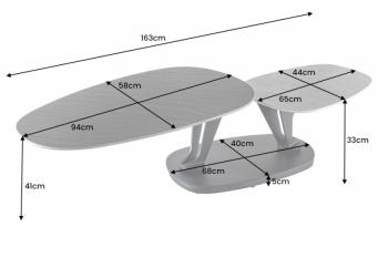 draaibare salontafel zwart grijs keramiek 94-163 cm