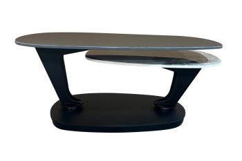 keramiek salontafel draaibaar zwart natuursteen 94-163 cm