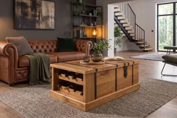 kist salontafel mangohout honingbruin 100 cm