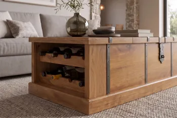 kist salontafel mangohout honingbruin 100 cm