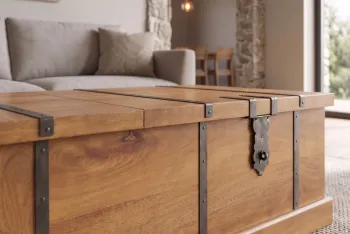 kist salontafel mangohout honingbruin 100 cm