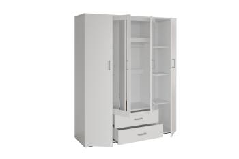 kledingkast wit met spiegels 160 cm 4 deuren 2 laden