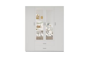 kledingkast wit met spiegels 160 cm 4 deuren 2 laden