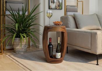 Ronde bijzettafel sheesham hout 30 cm