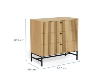 Ladekast 3 laden met eiken lamellen front