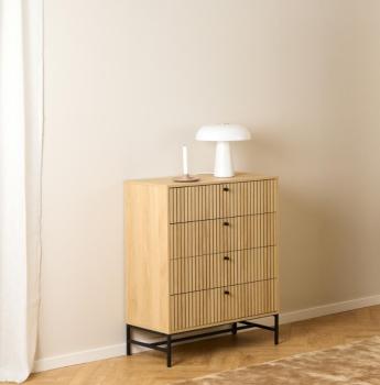 Ladekast 4 laden met eiken lamellen front