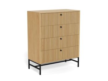 Ladekast 4 laden met eiken lamellen front
