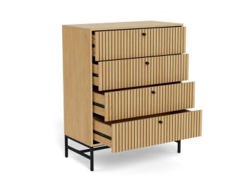 Ladekast 4 laden met eiken lamellen front