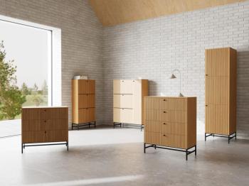 Ladekast 4 laden met eiken lamellen front