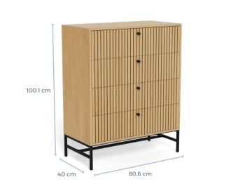 Ladekast 4 laden met eiken lamellen front