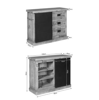 dressoir mangohout met laden en schuifdeur 100 cm