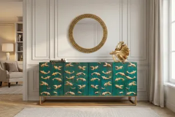 dressoir turquoise met goud 177 cm