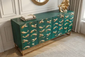 dressoir turquoise met goud 177 cm