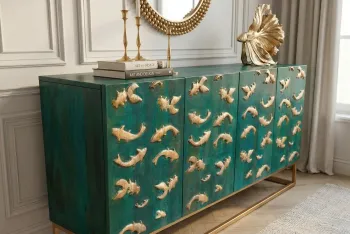 dressoir turquoise met goud 177 cm