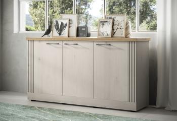 landelijk dressoir wit met eiken kleur bovenpaneel 164 cm