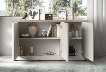 landelijk dressoir wit met eiken kleur bovenpaneel 164 cm