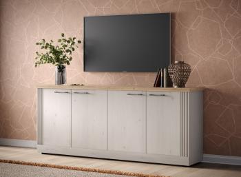 dressoir landelijk wit met eiken kleur bovenpaneel 211 cm