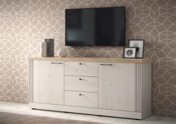 landelijk dressoir wit met eiken kleur bovenblad 211 cm
