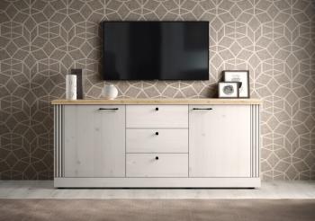 landelijk dressoir wit met eiken kleur bovenblad 211 cm