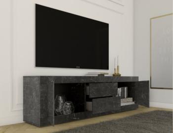 tv meubel marmerlook antraciet 210 cm