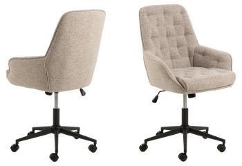 bureaustoel beige stof en zwart onderstel