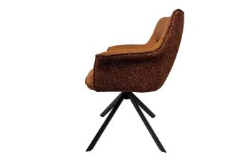 Luxe Eetkamerstoel cognac Echt leder met stof draaibaar
