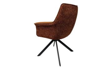 Luxe Eetkamerstoel cognac Echt leder met stof draaibaar