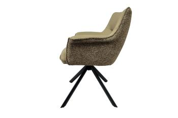 luxe eetkamerstoel taupe leder met stof draaibaar