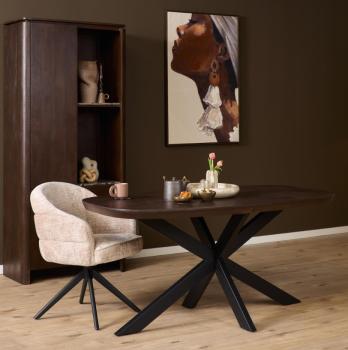 Bruine deens ovale eettafel 160 cm