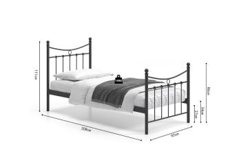 Metalen Bed zwart incl lattenbodem 90x200 cm