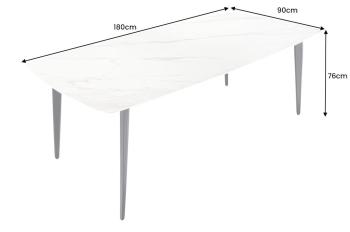 Eettafel wit marmerlook keramiek 180 cm