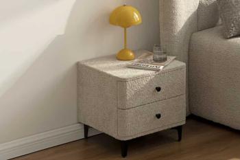 Nachtkastje beige bouclé 2 laden