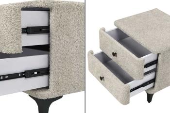 Nachtkastje beige bouclé 2 laden