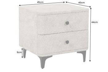 Nachtkastje beige bouclé 2 laden