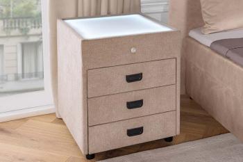 Nachtkastje beige met verlichting