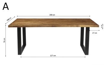 Eettafel mangohout bruin 200 cm