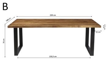 Eettafel mangohout bruin 200 cm