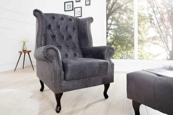 Oorfauteuil grijs microvezel stof