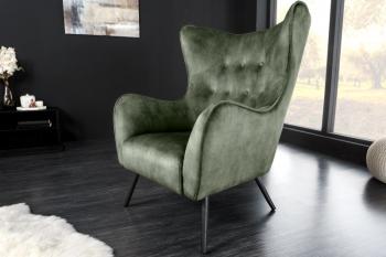 Oorfauteuil donkergroen fluweel