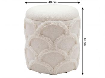 opberg zithocker creme wit bouclé 40 cm