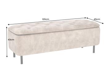 bedbank opbergbank grijs fluweel 120 cm