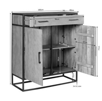 Half hoge opbergkast mangohout 115 cm