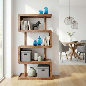 Boekenkast mangohout 80x160 cm