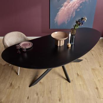 organische massief eiken eetkamertafel zwart 180 cm