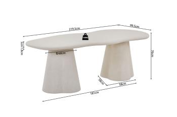 organische eetkamertafel cement 220 cm