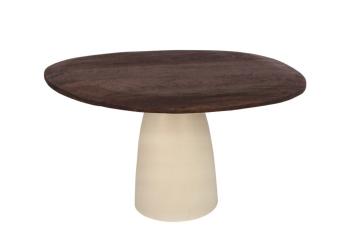 Organische eettafel bruin crème wit