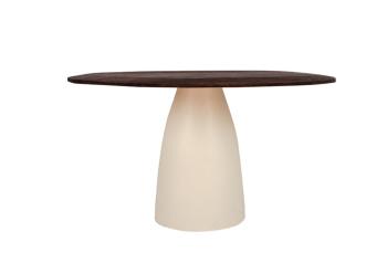 Organische eettafel bruin crème wit